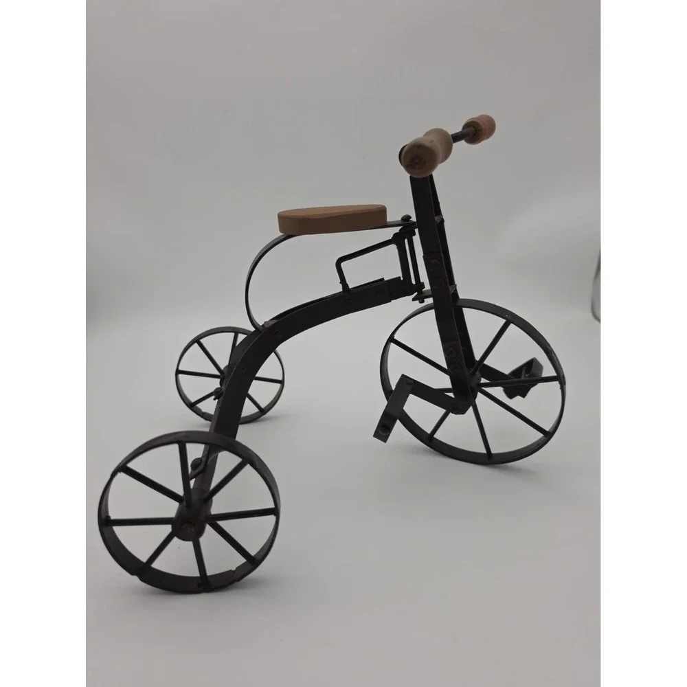 Vintage Salesman Sample/Toy/Doll Tri-Cycle Wood Seat Handles,Wrought Iron Frame!